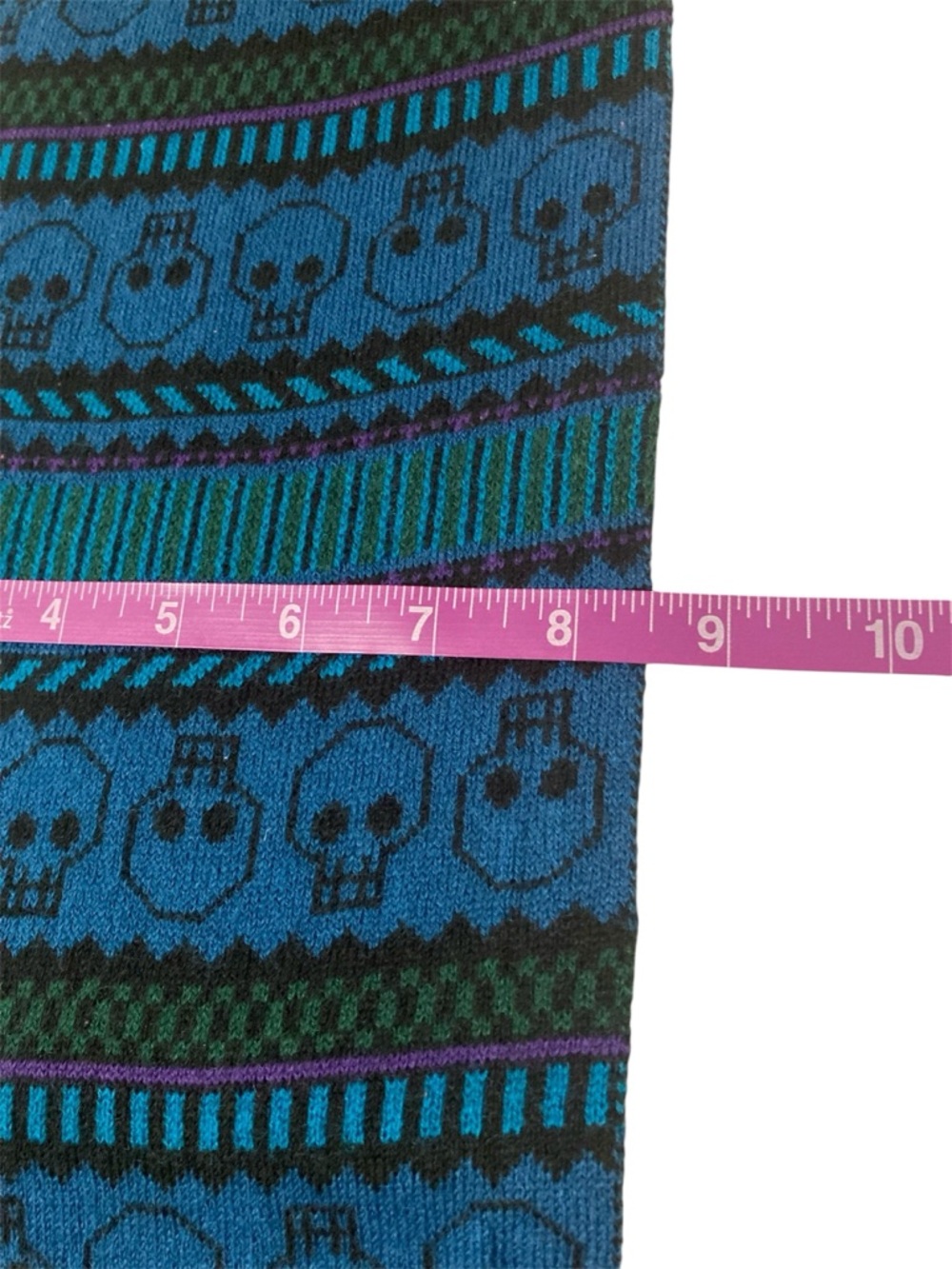 H&M Skull All Over Pattern Unisex Multi Colored Thin Acrylic Knit Fashion Scarf - Picture 6 of 13